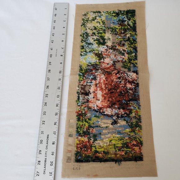 Completed Vintage French Lady Needlepoint Needlework 9x21 Margot De Paris - Picture 7 of 7